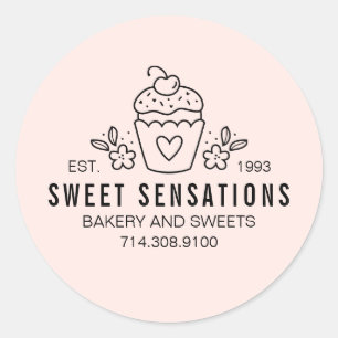Rond Boulangerie moderne rose pâle Sticker Cupcake