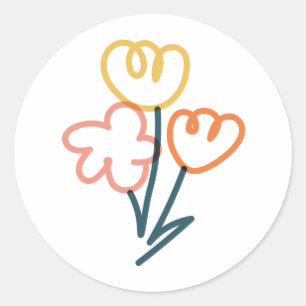 Rond Bouquet de fleurs, Sticker de doodle coloré