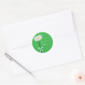 Rond Bouquet de marguerite blanche sur Sticker vert ron (Enveloppe)