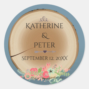 Rond Bouquet en bois rustique - Sticker circulaire