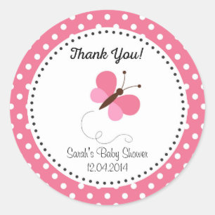 Rond Bouton mignon Baby shower Sticker rose