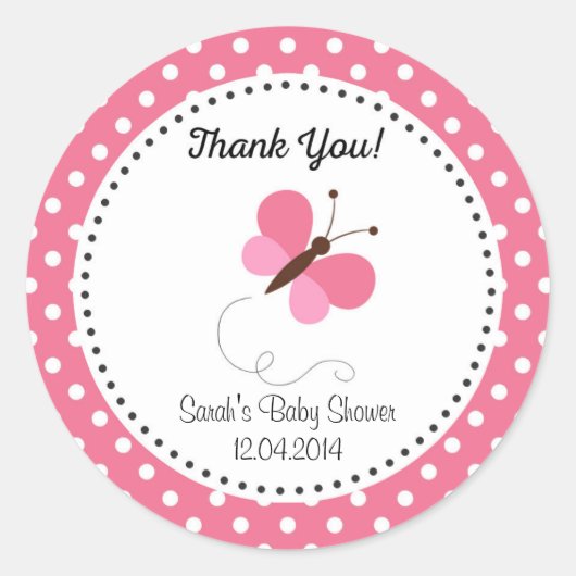 Rond Bouton mignon Baby shower Sticker rose (Devant)