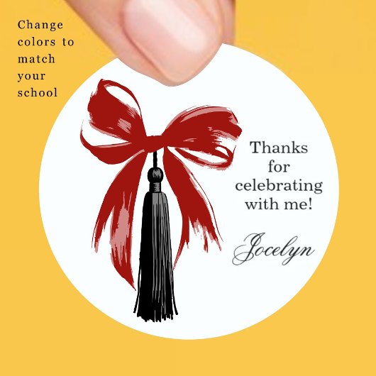 Rond Bow Coquette Graduation Party Favor Sticker