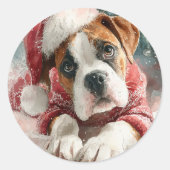 Rond Boxer Round Round Christmas Sticker (Devant)