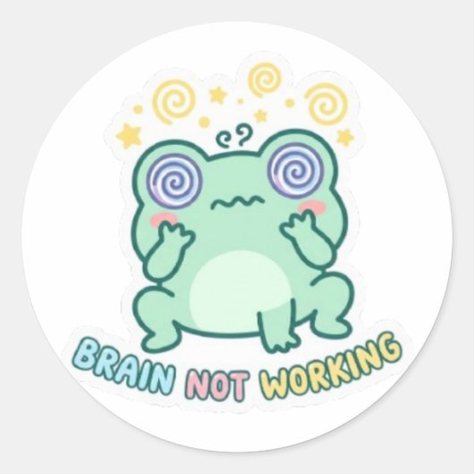Rond Brain Not Working Frog Sticker Cute Confused Frog  (Devant)