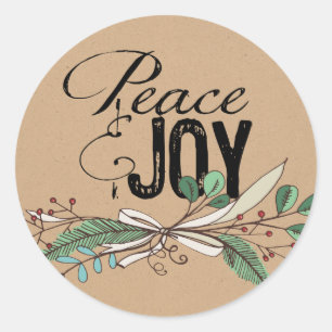 Rond Branches et baies Sticker Peace and Joy