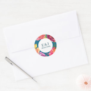 Rond Bright Été coloré turquoise Sticker Mariage