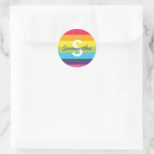 Rond Bright Rainbow Stripe Nom initial Sticker (Sac)