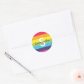 Rond Bright Rainbow Stripe Nom initial Sticker (Enveloppe)
