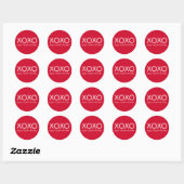 Rond Bright Red XOXO Happy Valentines Day Round Sticker (Feuille)