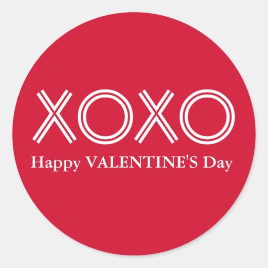 Rond Bright Red XOXO Happy Valentines Day Round Sticker (Devant)