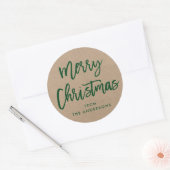 Rond Brosse Script Sticker cadeau Kraft Green (Enveloppe)
