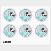 Rond Brunette Sirène Âge Un Sticker Anniversaire (Feuille)
