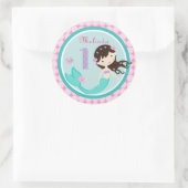 Rond Brunette Sirène Âge Un Sticker Anniversaire (Sac)