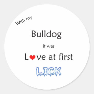 Rond Bulldog Love at First Lick - Sticker
