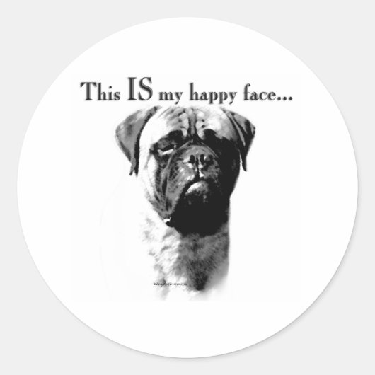 Rond Bullmastiff Happy Face - Sticker (Devant)