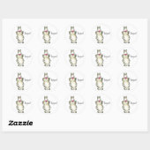 Rond Bunjour ! Sticker de lapin de dessin (Feuille)
