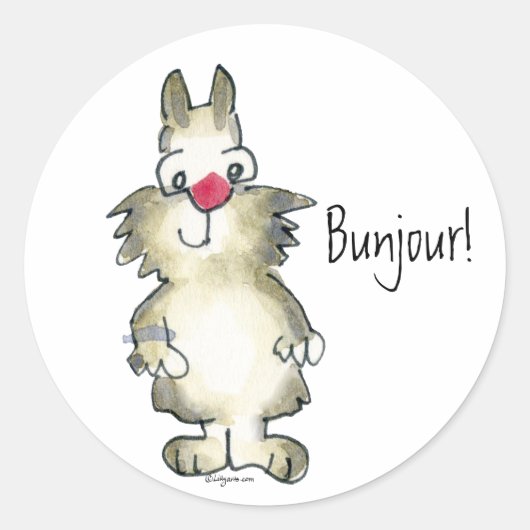 Rond Bunjour ! Sticker de lapin de dessin (Devant)