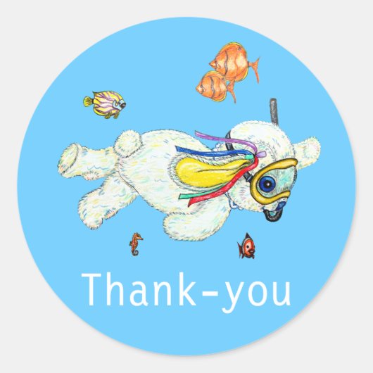 Rond Bunny Reef nage bébé Merci Sticker (Devant)