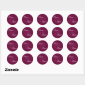 Rond BURGUNDY SILVER PINK Monogram Sticker Mariage (Feuille)