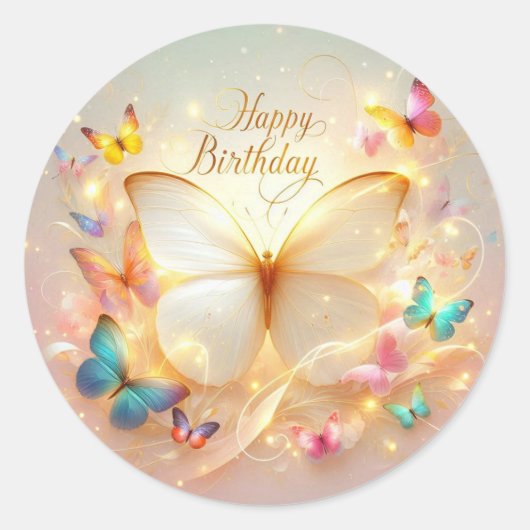 Rond Butterfly birthday sticker  (Devant)