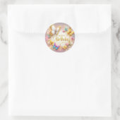 Rond Butterfly design birthday sticker  (Sac)