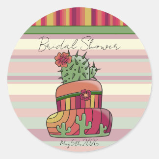 Rond Cactus Wedding "Bridal Shower" Sticker