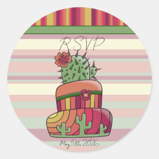 Rond Cactus Wedding "RSVP" Sticker