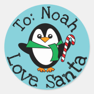 Rond Cadeau de Noël personnalisé de Père Noël Sticker P