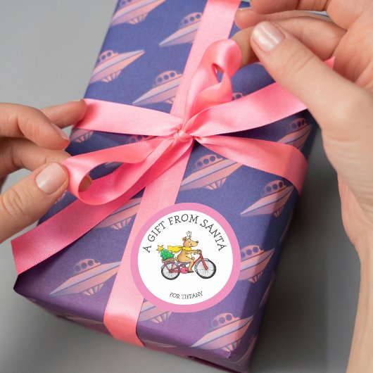 Rond Cadeau personnalisé de Père Noël Sticker pour enfa