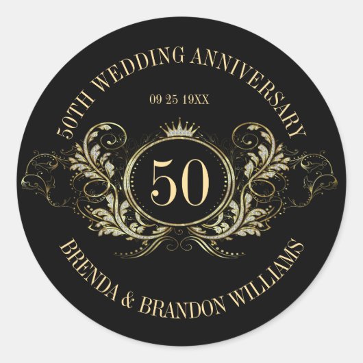 Rond Cadre or et argent avec un Sticker Carré Couronne (Devant)