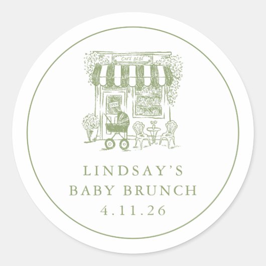Rond Cafe Bebe Baby Brunch Sticker (Devant)