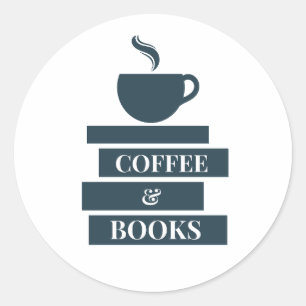 Rond Café et livres Sticker