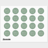 Rond Calligraphie Blanche Sur Sage Green Sticker Merci (Feuille)