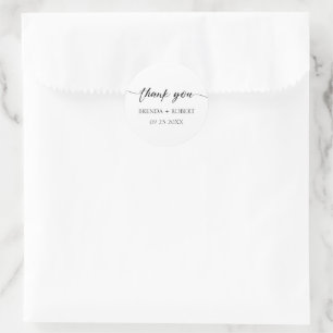 Rond Calligraphie Noire Sur Sticker En Merci Blanc