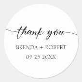 Rond Calligraphie Noire Sur Sticker En Merci Blanc (Devant)