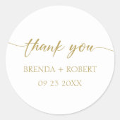 Rond Calligraphie Or Sur Sticker En Merci Blanc (Devant)