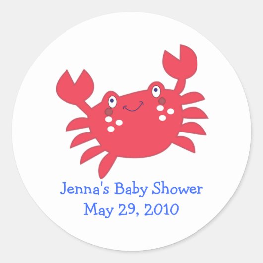 Rond Calypso Under the Sea CRAB Favor Sticker (Devant)
