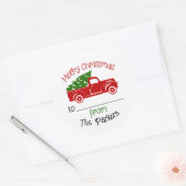 Rond Camion de Noël à et de l'étiquette cadeau Sticker (Enveloppe)