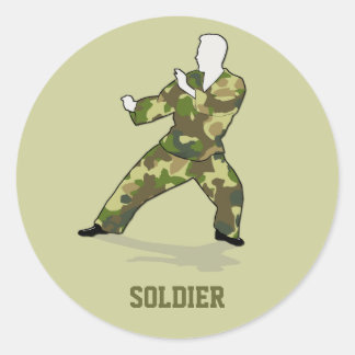 Rond Camo Soldat En Noir Vert Khaki Badge Sticker