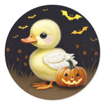 Canard d'Halloween avec Sticker Citrouille