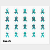 ROND CANCER OVARIEN TURQUOISE STICKER RIBBON (Feuille)