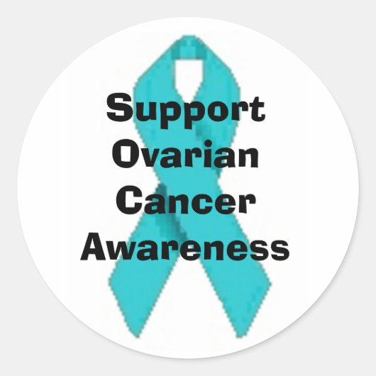 ROND CANCER OVARIEN TURQUOISE STICKER RIBBON (Devant)