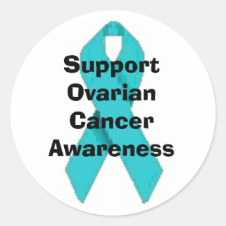 ROND CANCER OVARIEN TURQUOISE STICKER RIBBON