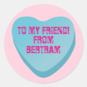 Rond Candy Heart Valentine's Day Exchange Sticker Blue (Devant)