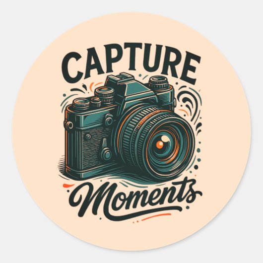 Rond Capture Moments Retro Camera Art Sticker (Devant)