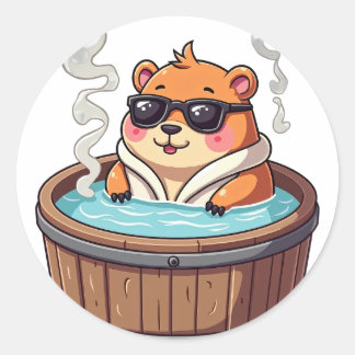Rond Capybara Hot Tub Relaxation Sticker Chill Vibes An