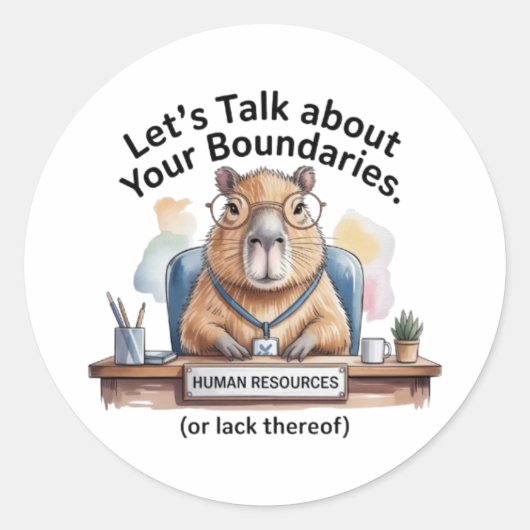 Rond Capybara HR Sticker - Funny Workplace Boundaries D (Devant)