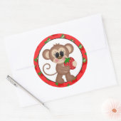 Rond Caricature de fraise Monkey fun sticker (Enveloppe)