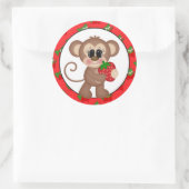 Rond Caricature de fraise Monkey fun sticker (Sac)